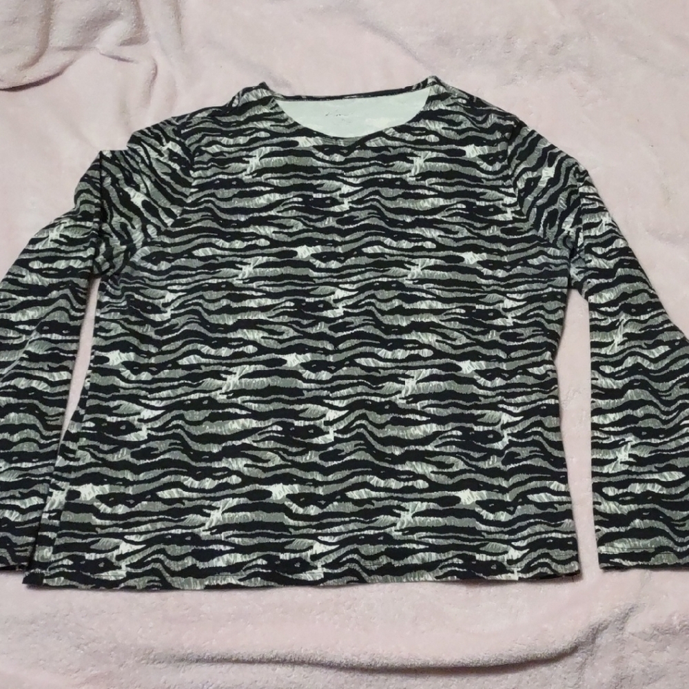 Kim Rogers Black and White zebra *stretch Crew Neck Top